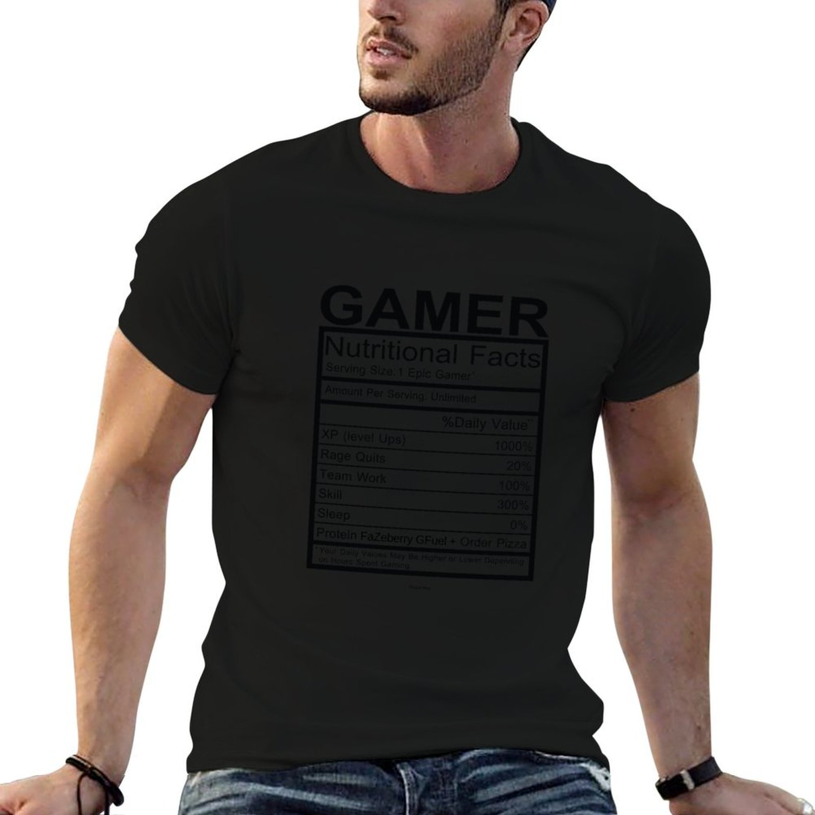 Fitness With Nutrition - Gamer Nutritional Facts Chart T-Shirt Fitness