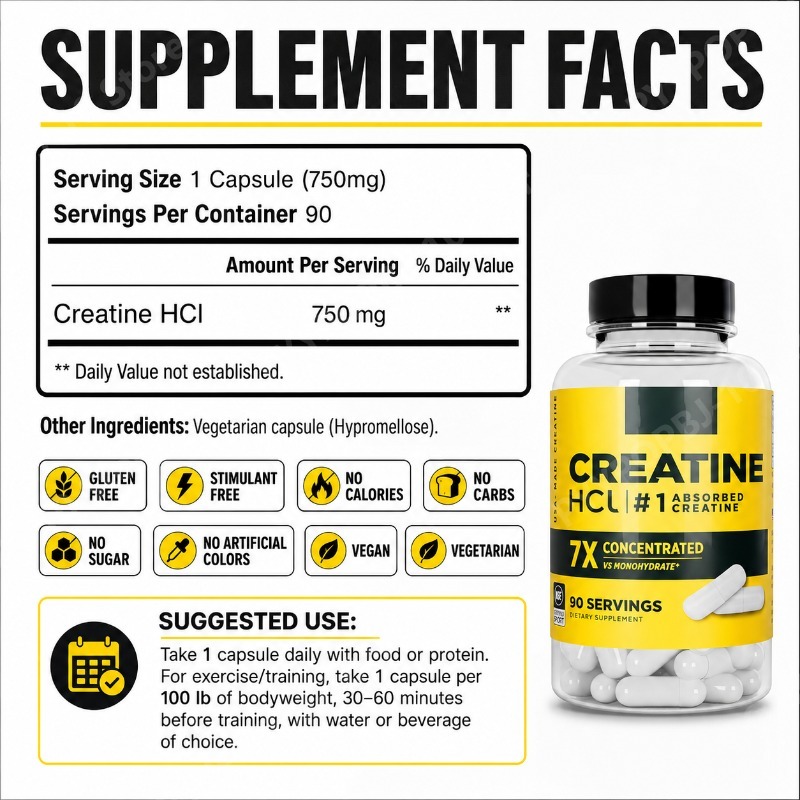 Creatine HCl 750mg 90 Capsules - Fitness With Nutrition ulasan dan harga